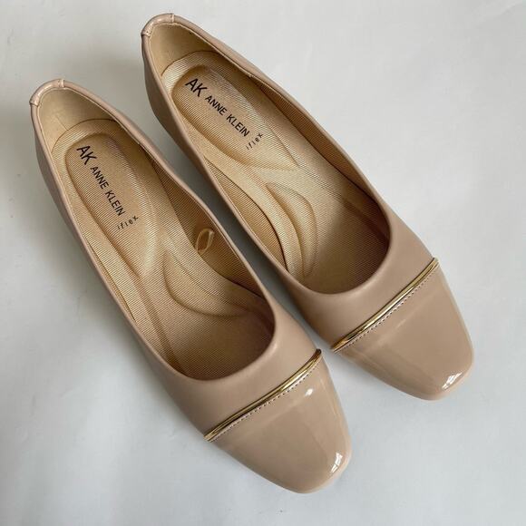 Anne Klein Mildred Nude Low Wedge Cap Toe Slip On Shoes 10 M iFlex Padded Insole - Picture 10 of 12